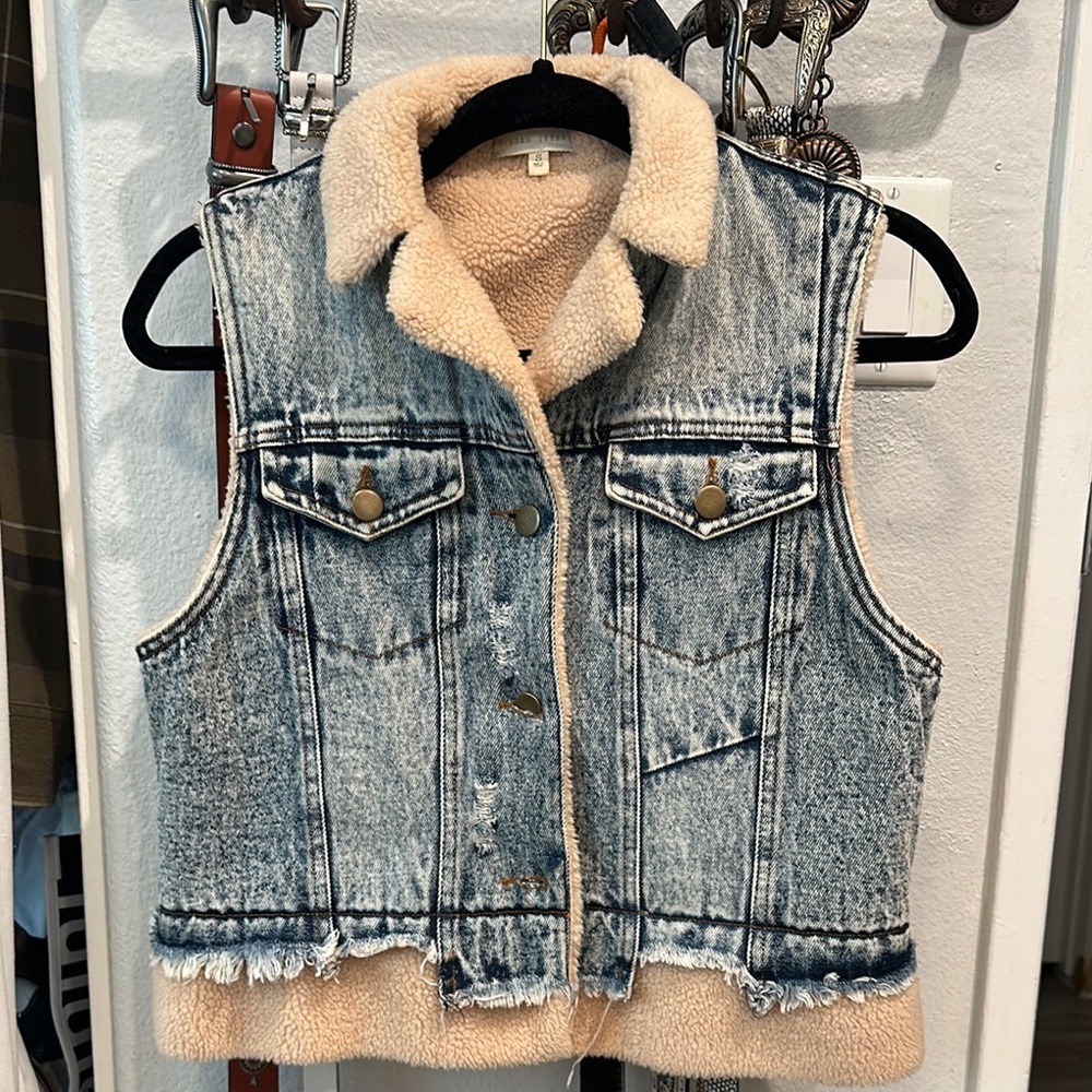 Denim Sherpa-Lined Vest